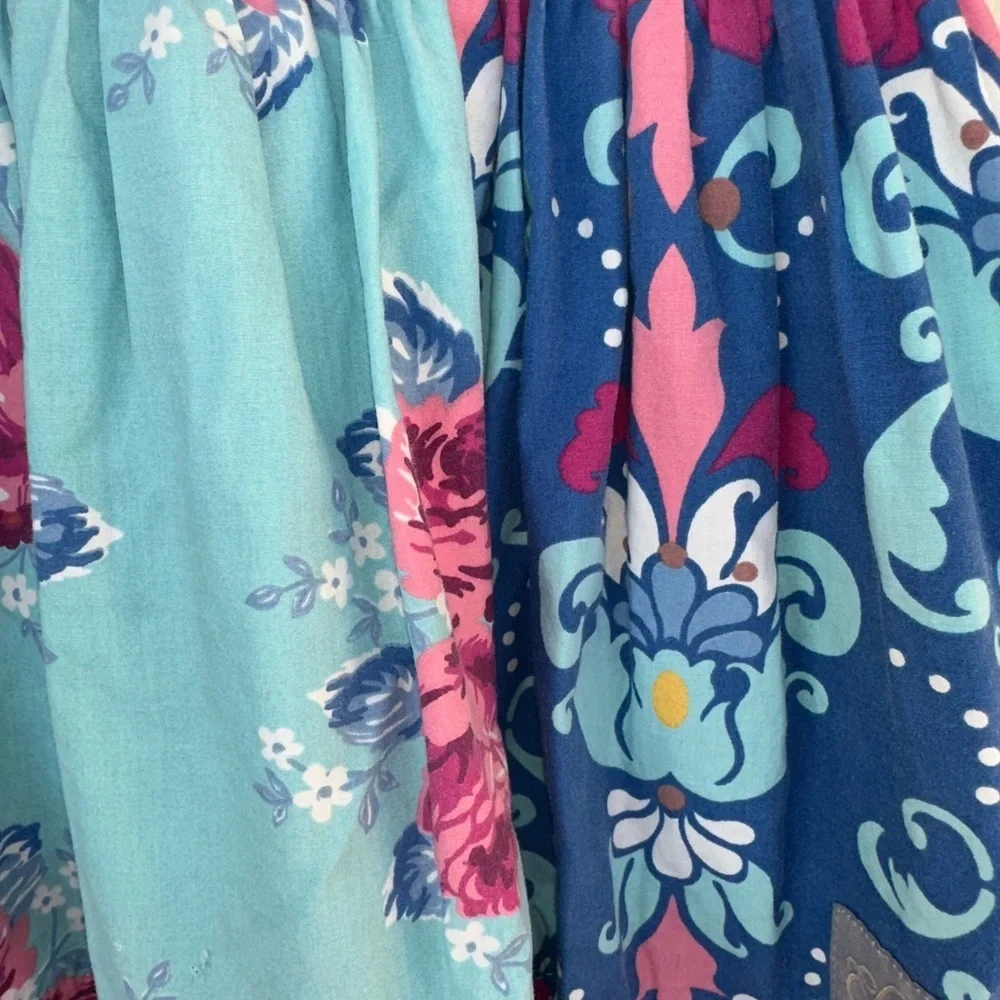 EleaNor Rose Girls Blue Floral Ruffle Dress Size 3/4 Boutique Cottagecore